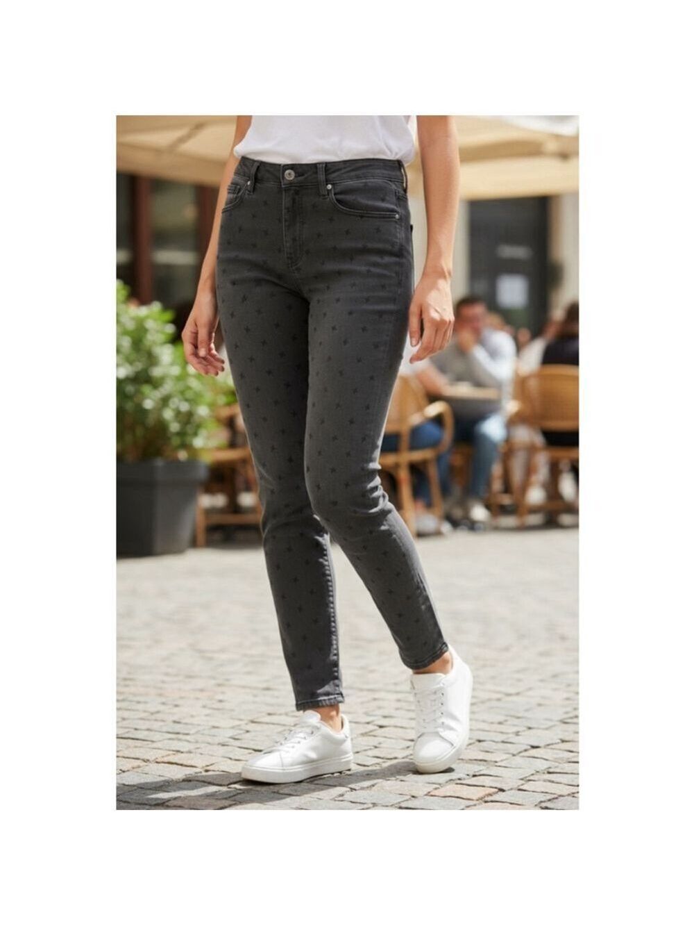 Stella McCartney Dark Grey Black Star Print Skinny Jeans Size 29